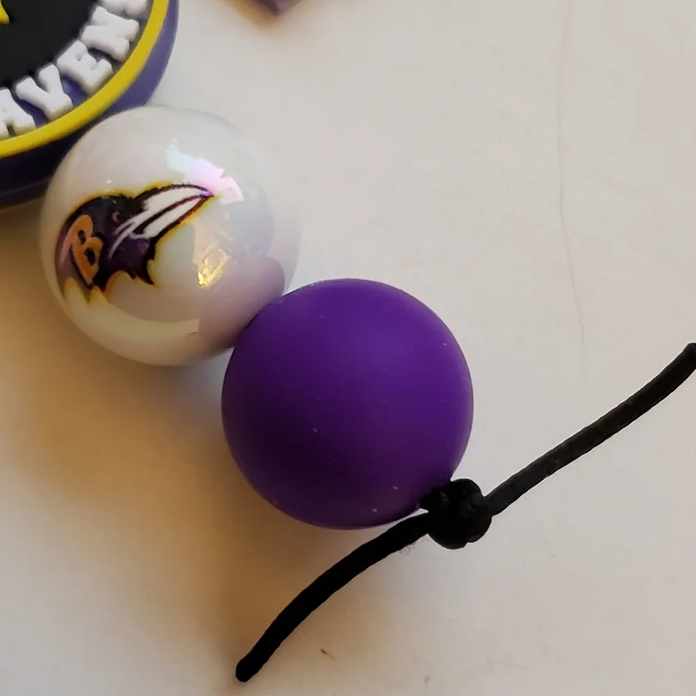 Handmade Ravens Beaded Silicone Focal Bead Keychain